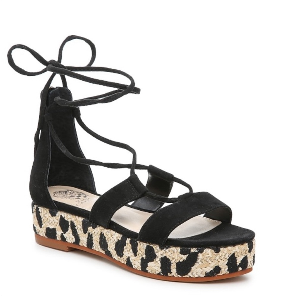 Vince Camuto Women’s Kellia Espadrille Platform Sandal in Black Suede